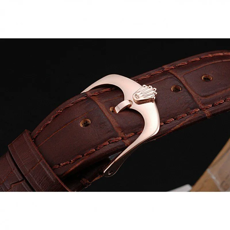 Cellini Gold Dial And Bezel Stainless Steel Case Brown Leather Strap 622840