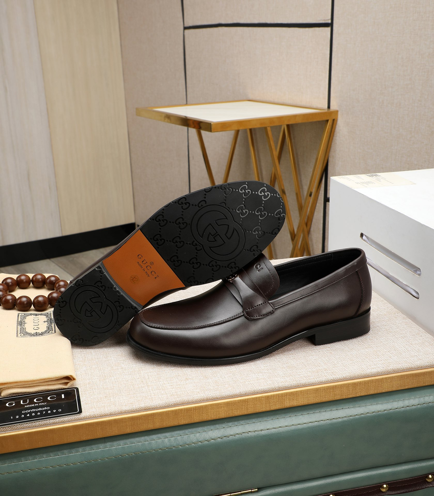 Gucci men's leather shoes-8
