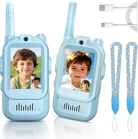 Children's Video Walkie-Talkies, 2-Pack Rechargeable Handheld Video Walkie-Talkies