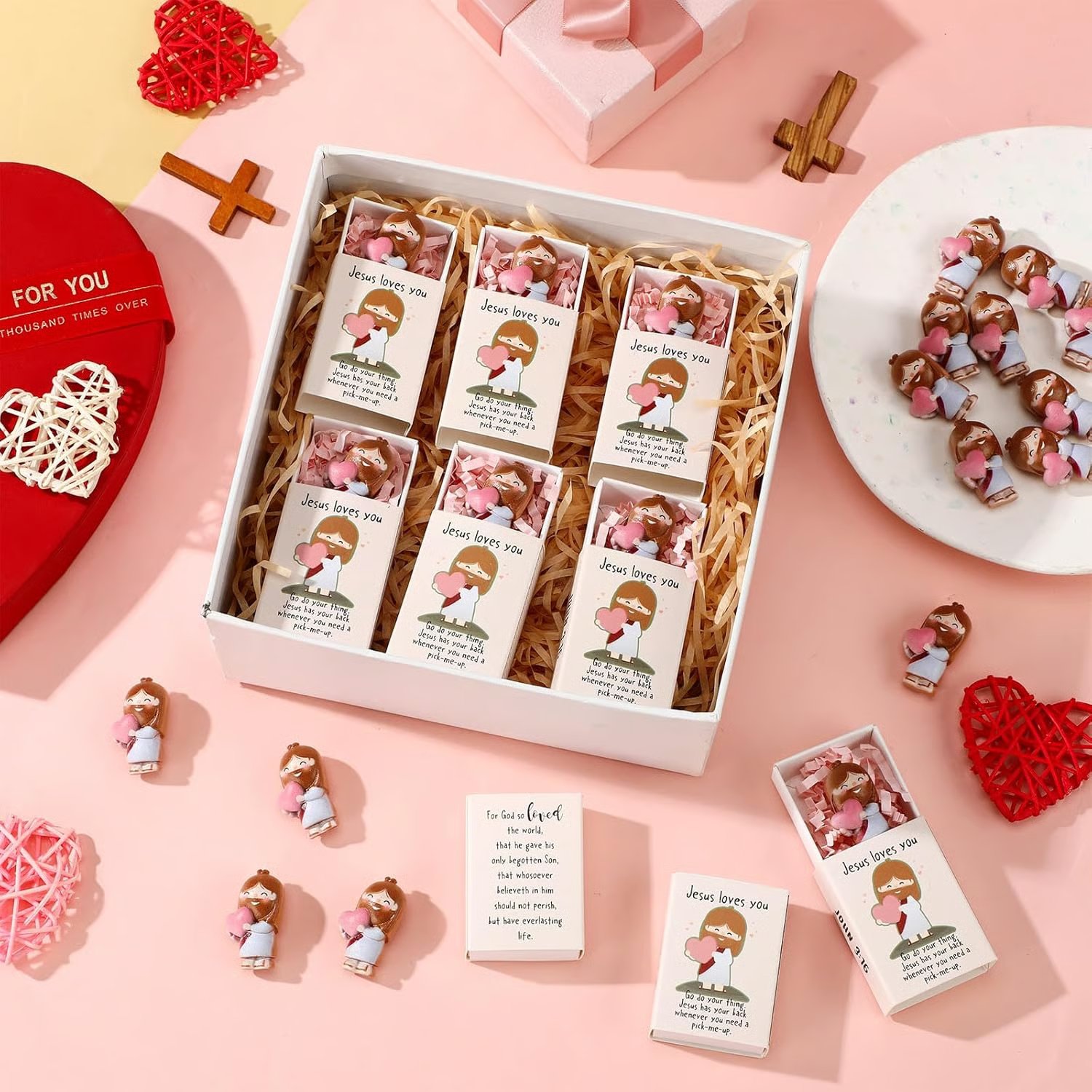 🙏💝Mini Jesus Loves You Figurines Gifts✨