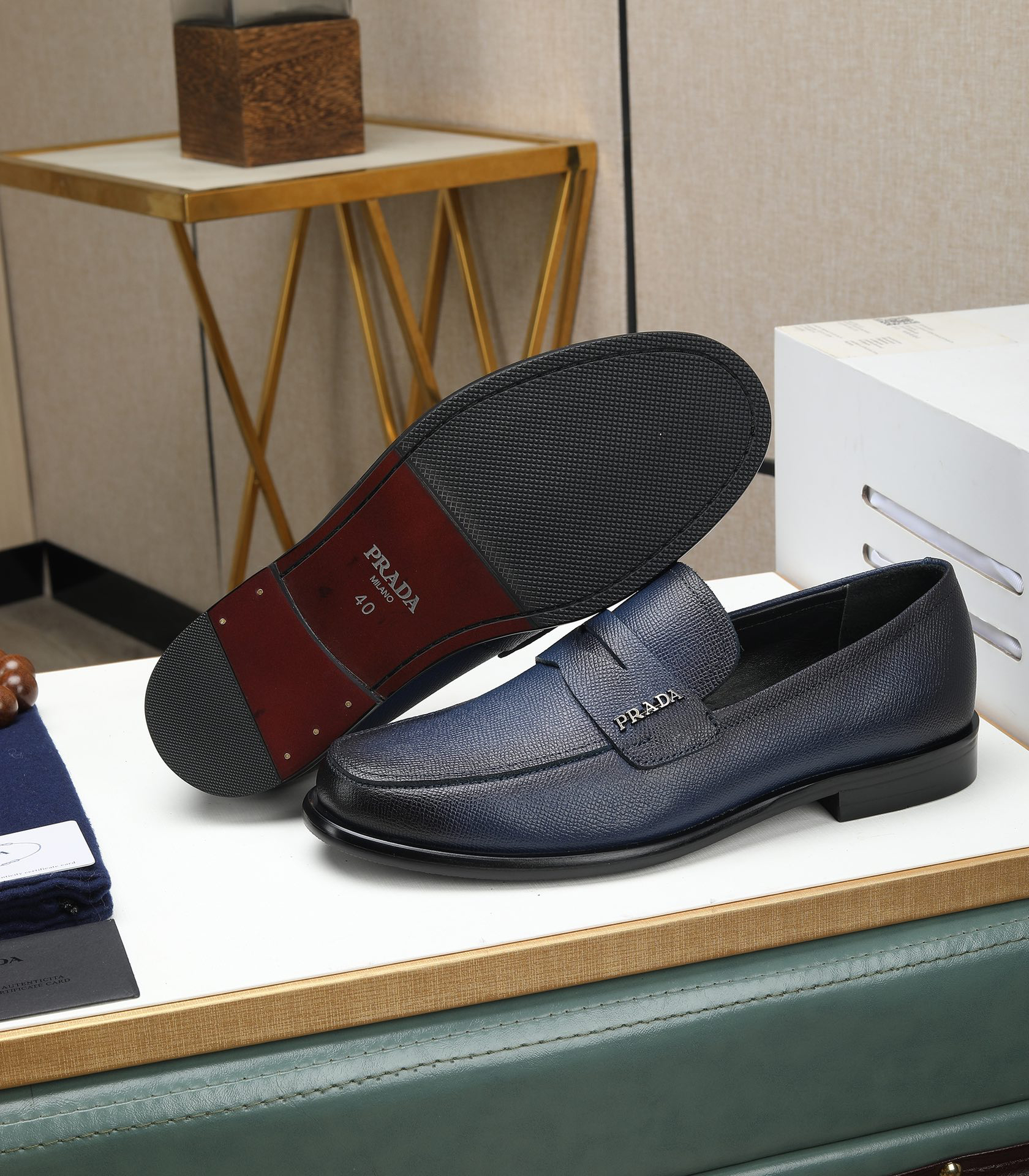 Prada men's leather shoes-63