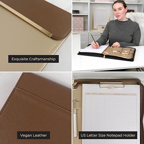 Brown Vegan Leather Professional Document Folder (8.5 x 11 inches)