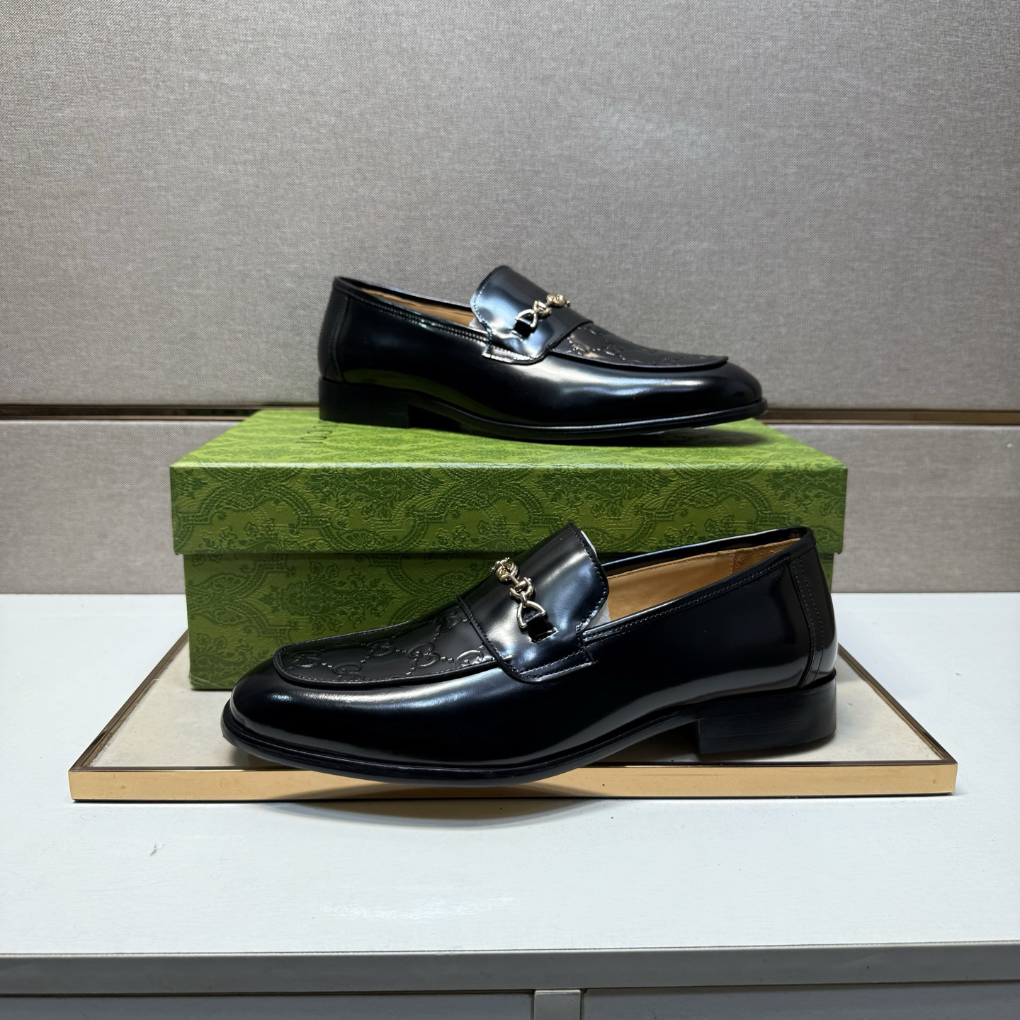 Gucci men's leather shoes-14