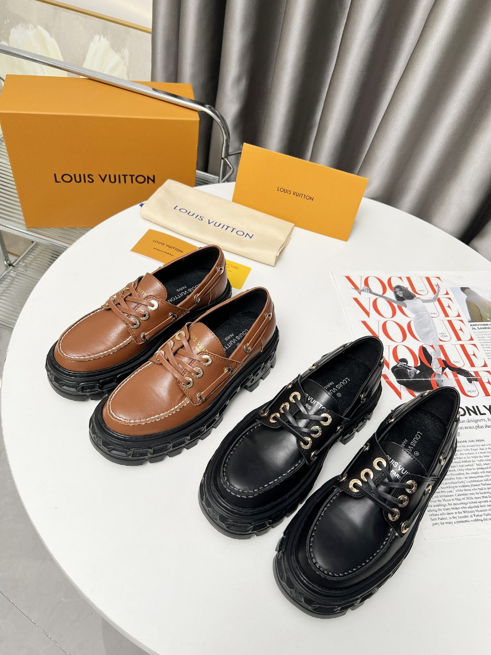 LV women's leather shoes-50