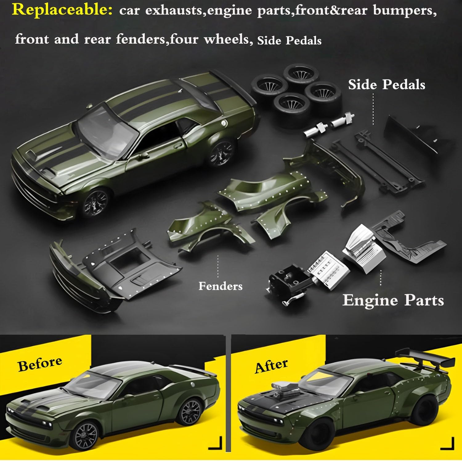 🏁 LOVEPOSELY Dodge DIY Disassembly Toy Car – Fun & Learning in One🚗