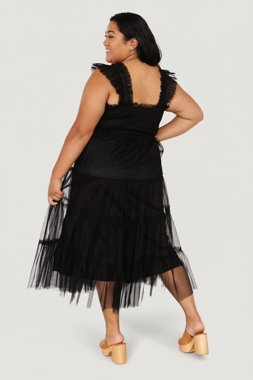 Emma Smocked Tulle Dress | Black
