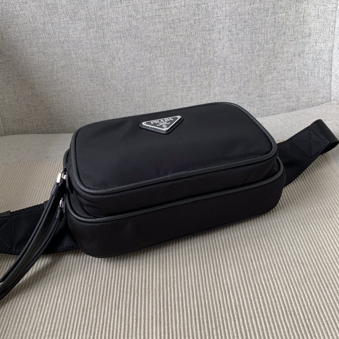 Classic Hot Selling Prada 1BL010 Men Womens Nylon Crossbody Belt Bag Black