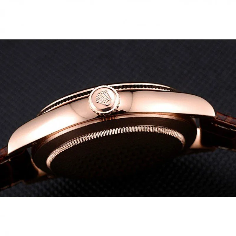 Cellini White Rose Dial Gold Case Brown Leather Bracelet 622725