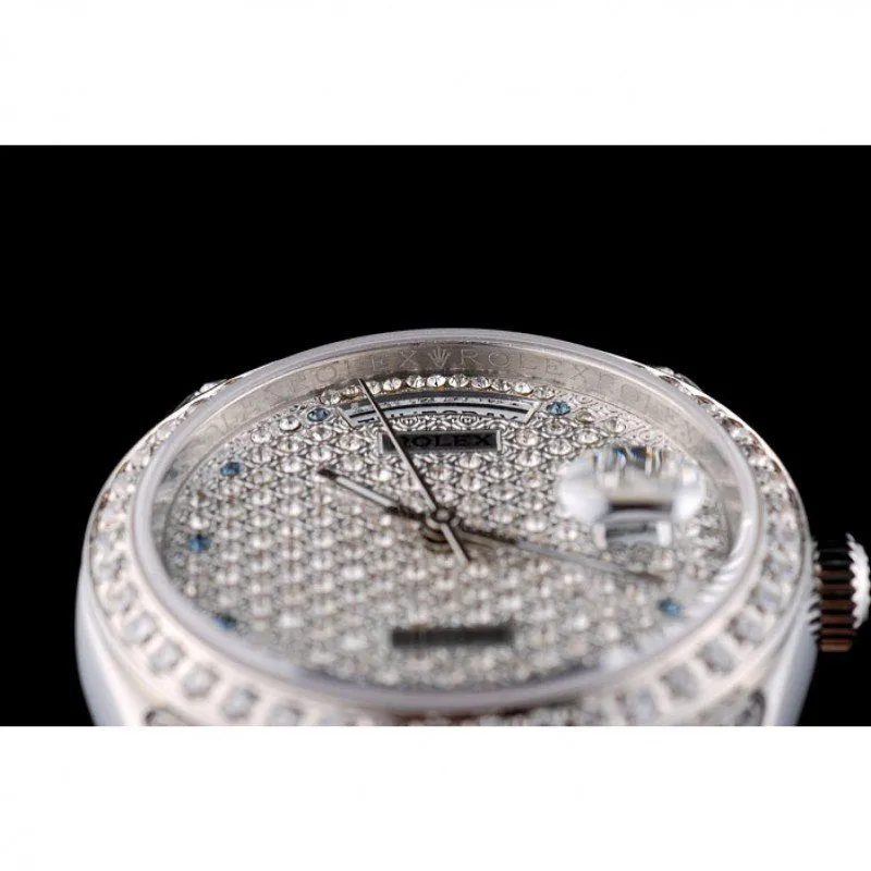 DayDate Diamond Plated Stainless Steel Bracelet Diamond Plated Dial 41985