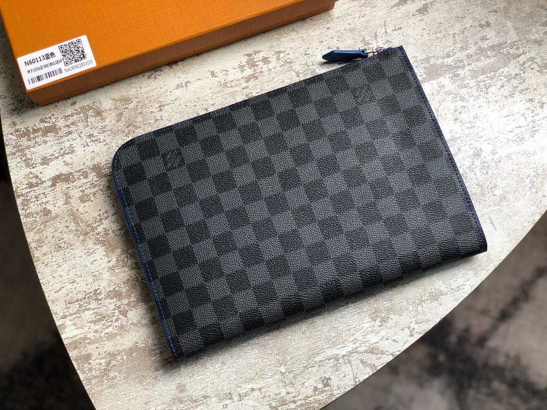 Louis Vuitton N60113 Men Pochette Jour PM Damier Graphite and Epi leather