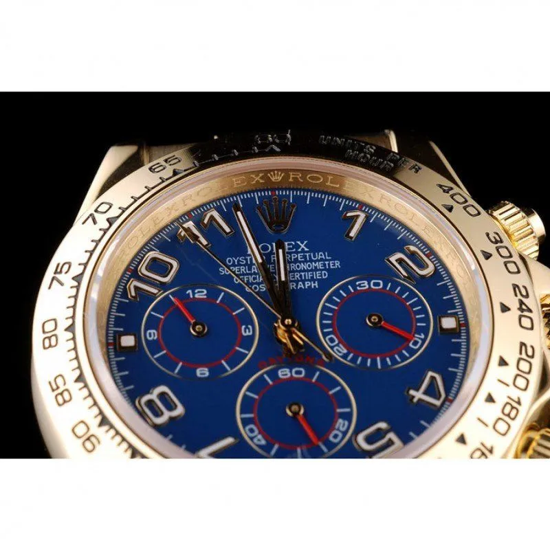 Daytona Gold Case Blue Dial Black Leather Strap