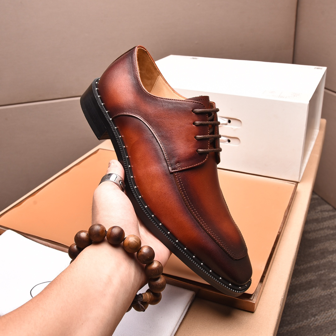 Prada men's leather shoes-15