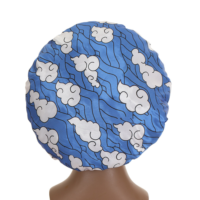 Red Black Cloud Large Bonnet - Silky Design Satin Bonnet