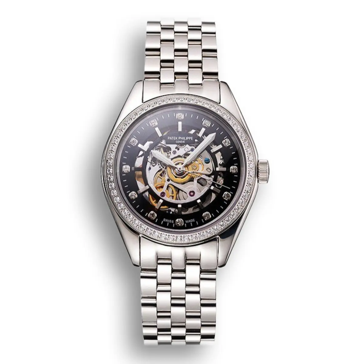 Calatrava Black & Diamond Dial 37 mm, Stainless Steel