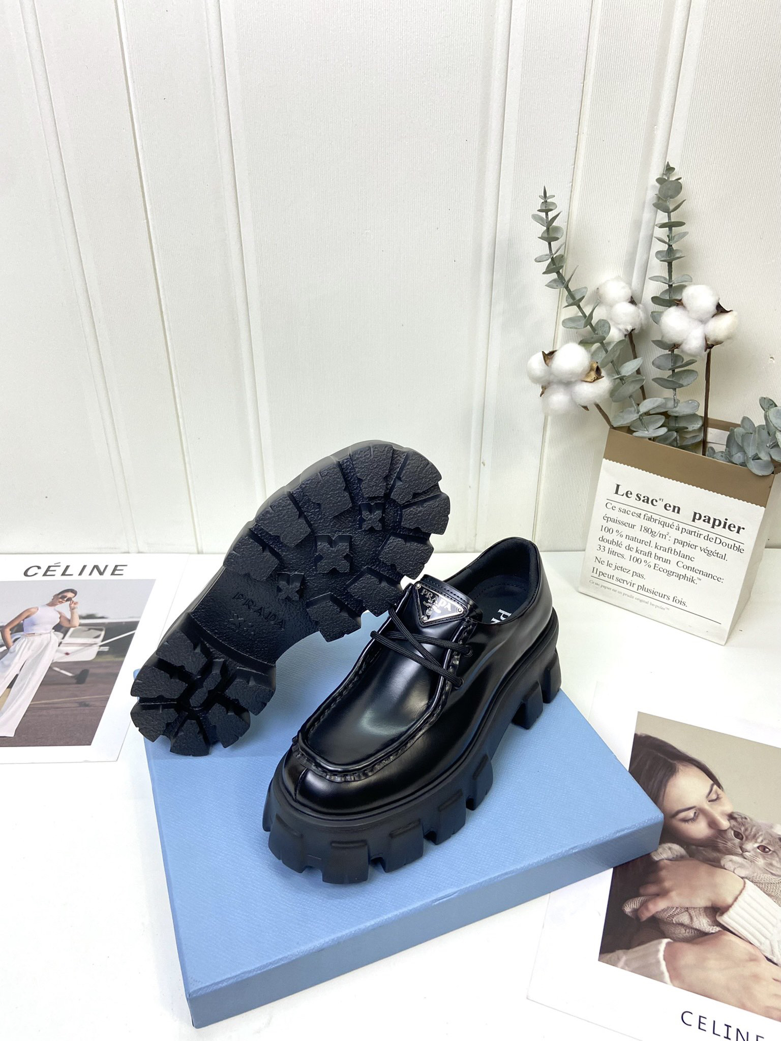 Prada women's leather shoes-1