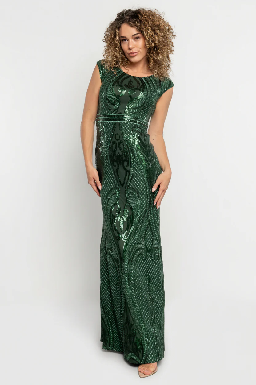 Alessia Sequin Gown | Green