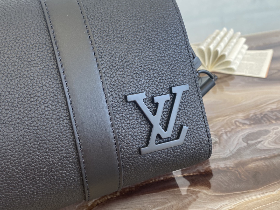 Most Classic Louis Vuittion M59255 City Keepall in Deep Black Aerogram Grained Calf Leather