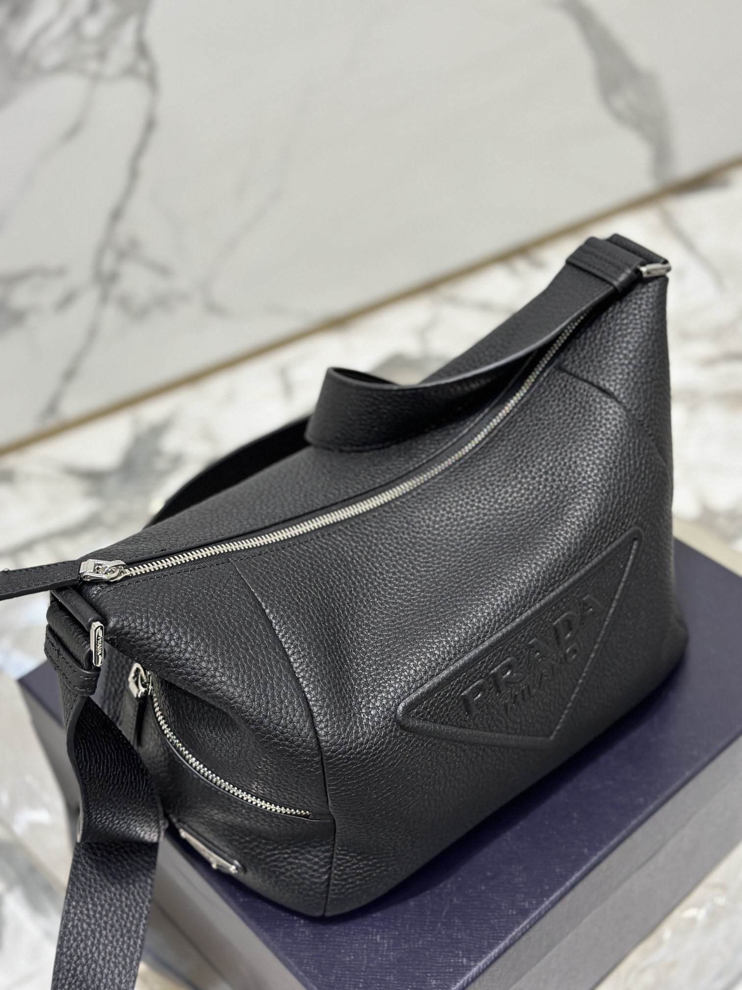 Prada 2VH165 Leather Bag with Shoulder Strap Black