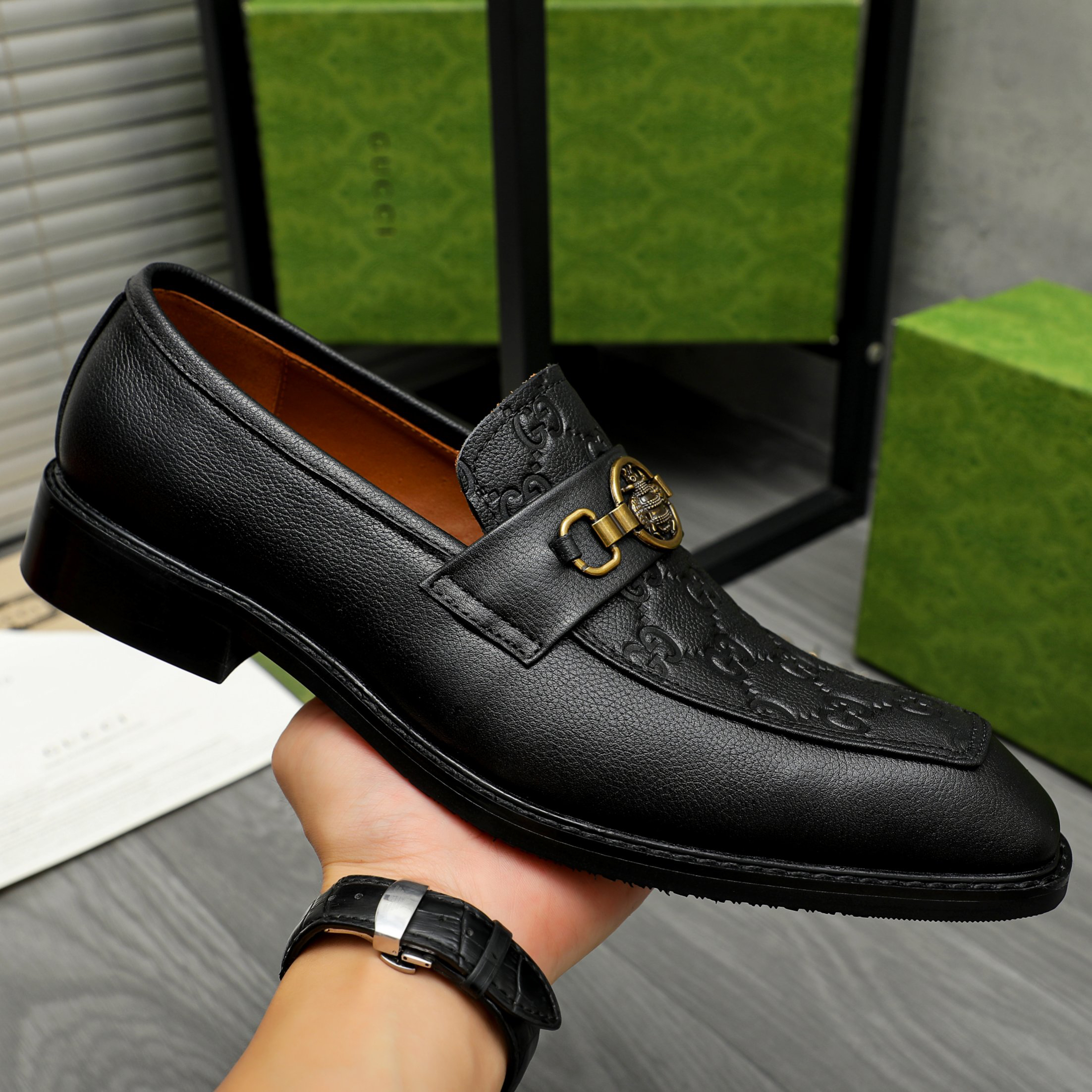 Gucci men's leather shoes-84