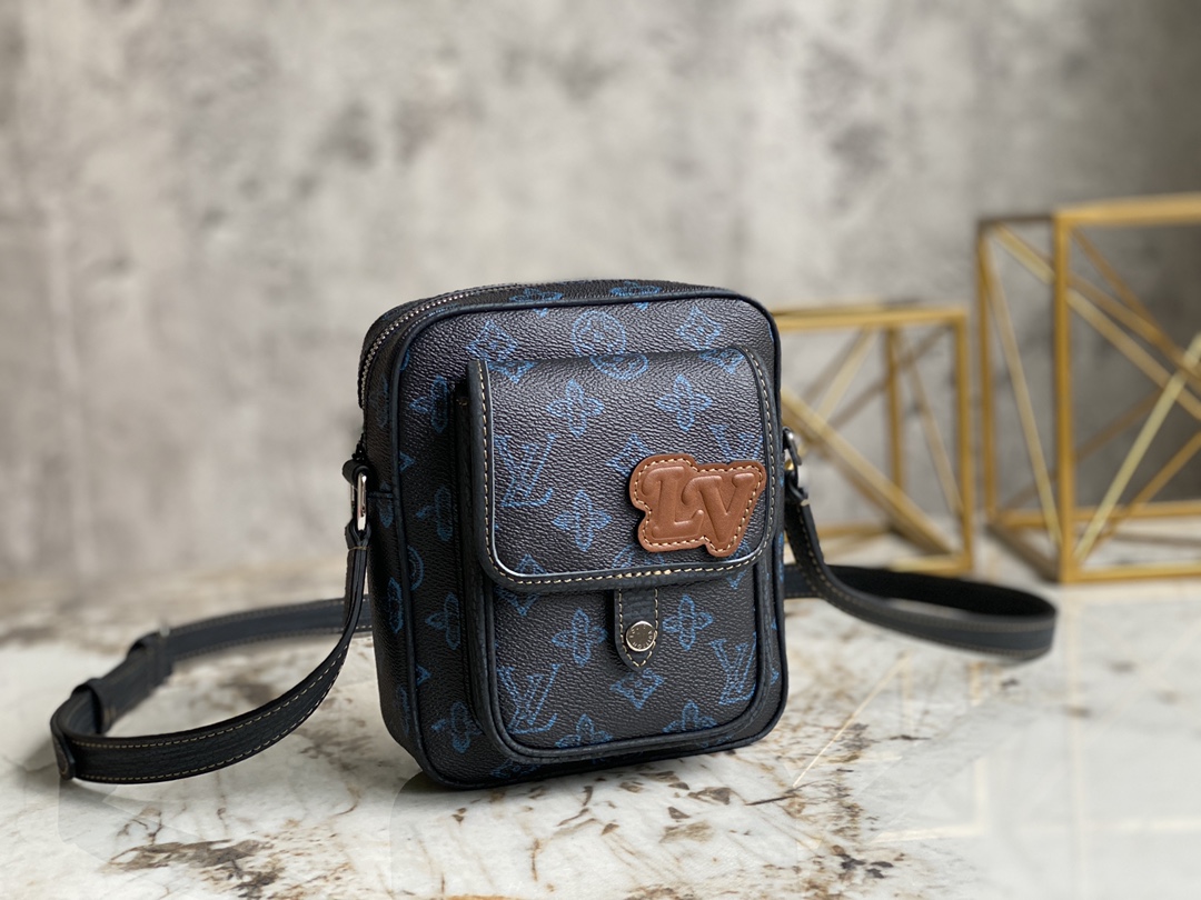 Louis Vuitton Mens Christopher Wearable Wallet Blue Monogram Coated Canvas M81854