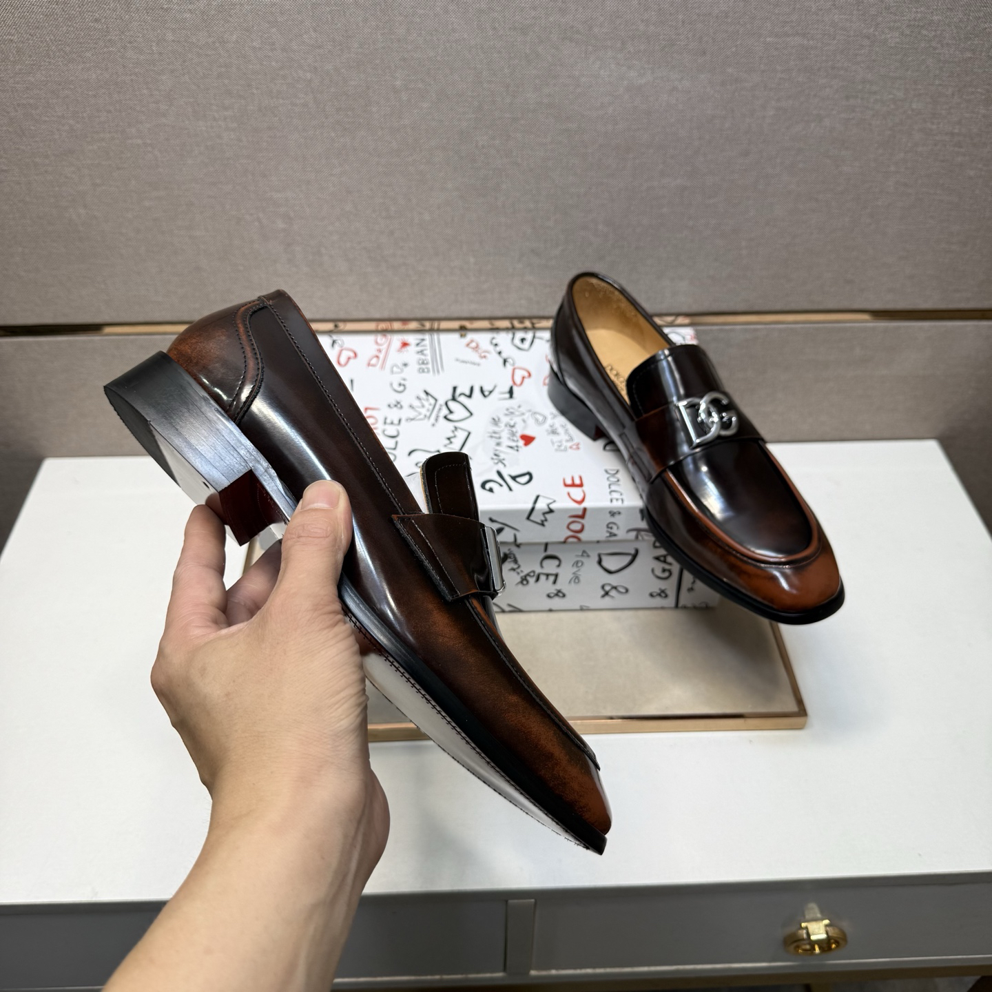 D&G men's leather shoes-103