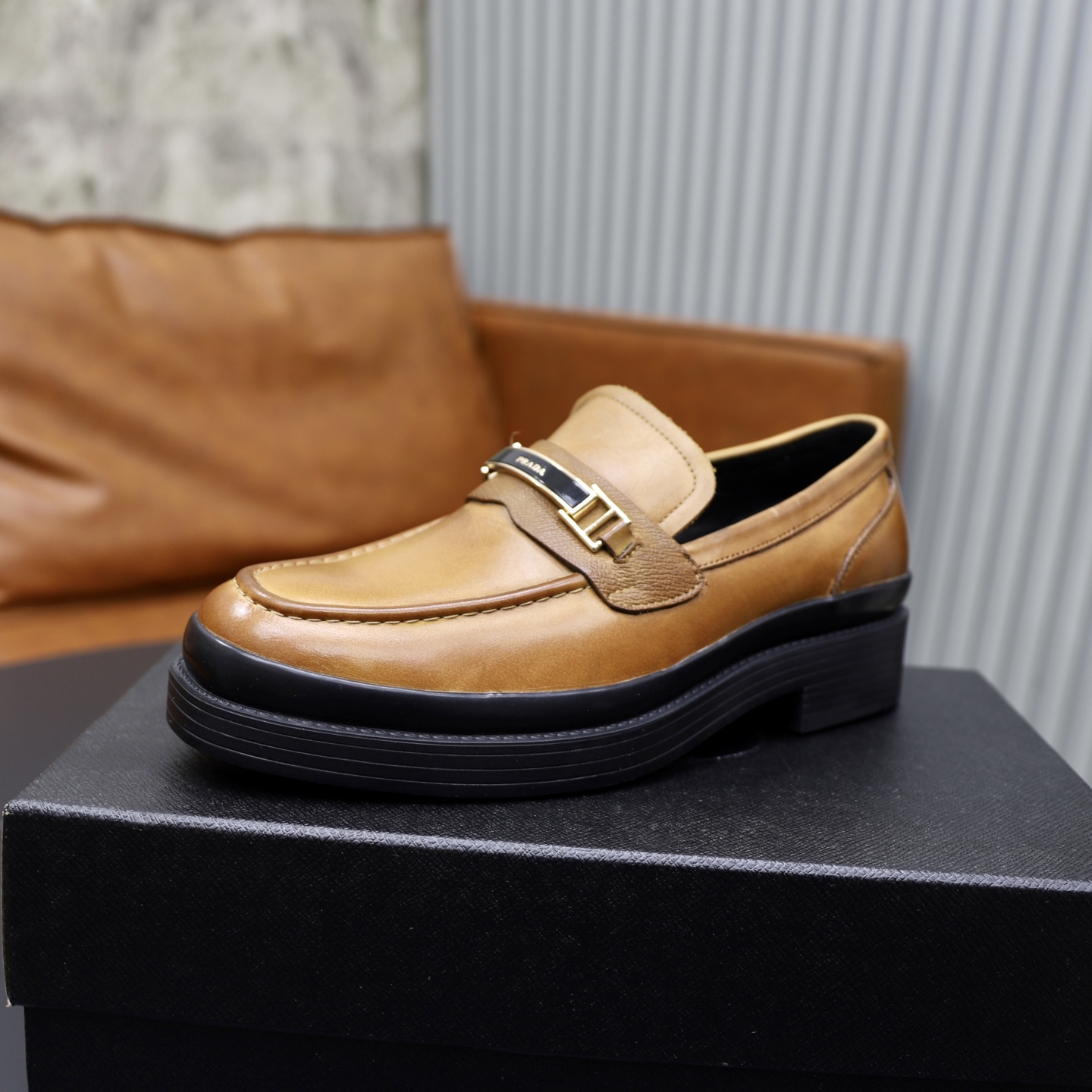 Prada men's leather shoes-66