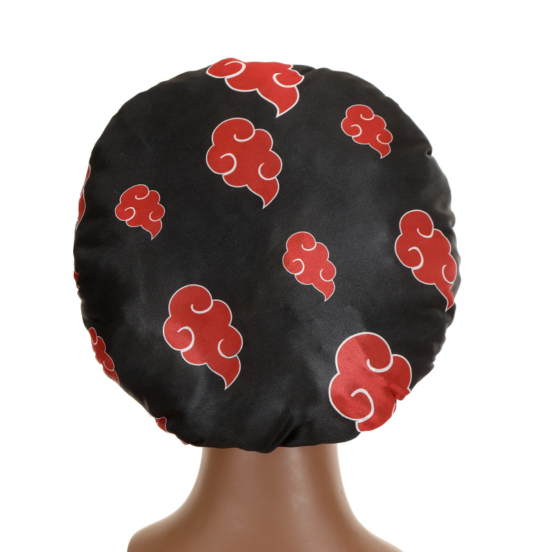 Red Black Cloud Large Bonnet - Silky Design Satin Bonnet