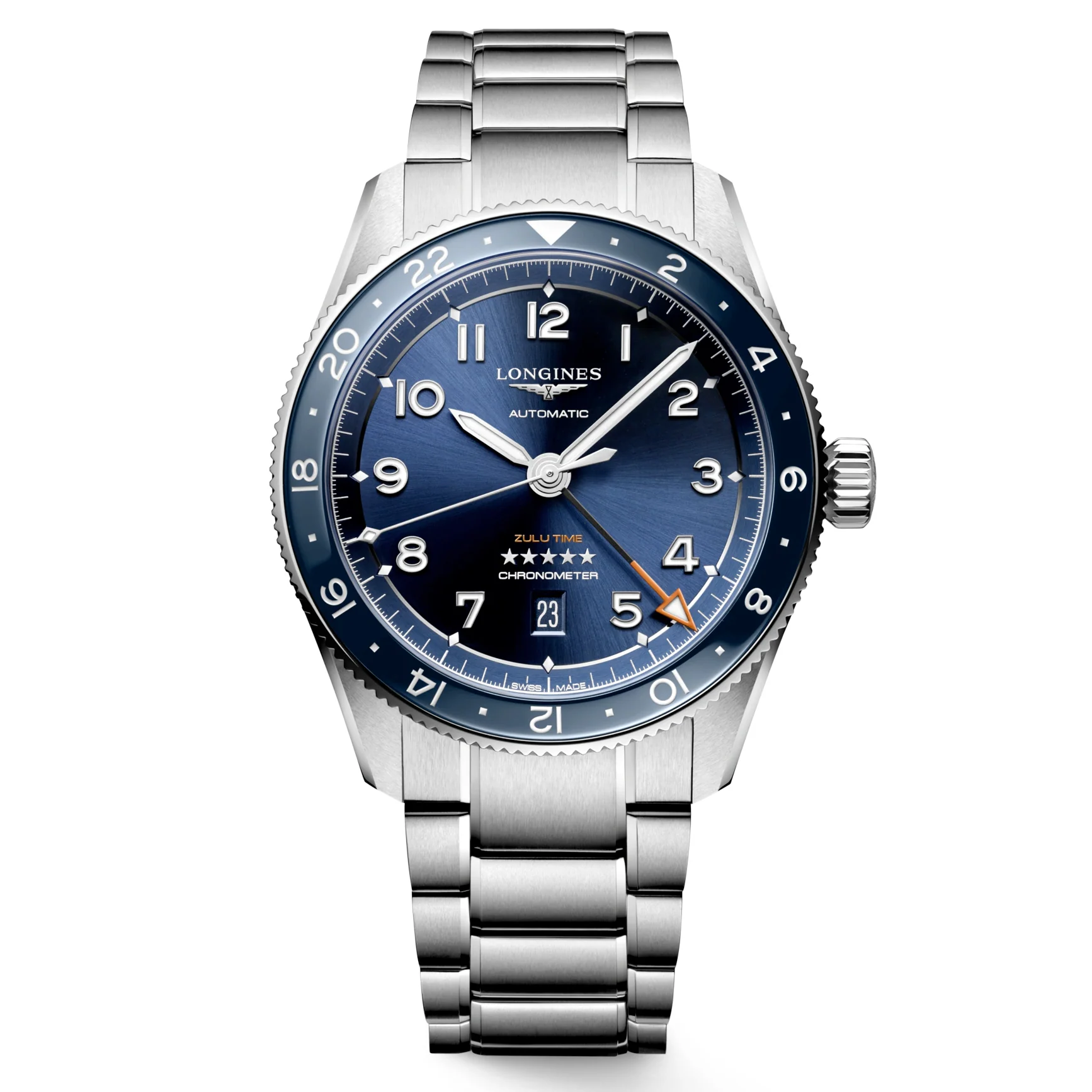 Spirit 42MM Zulu Time GMT Blue Steel Watch L38124936