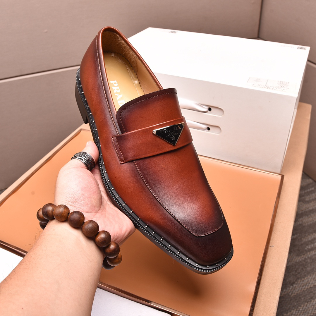 Prada men's leather shoes-38
