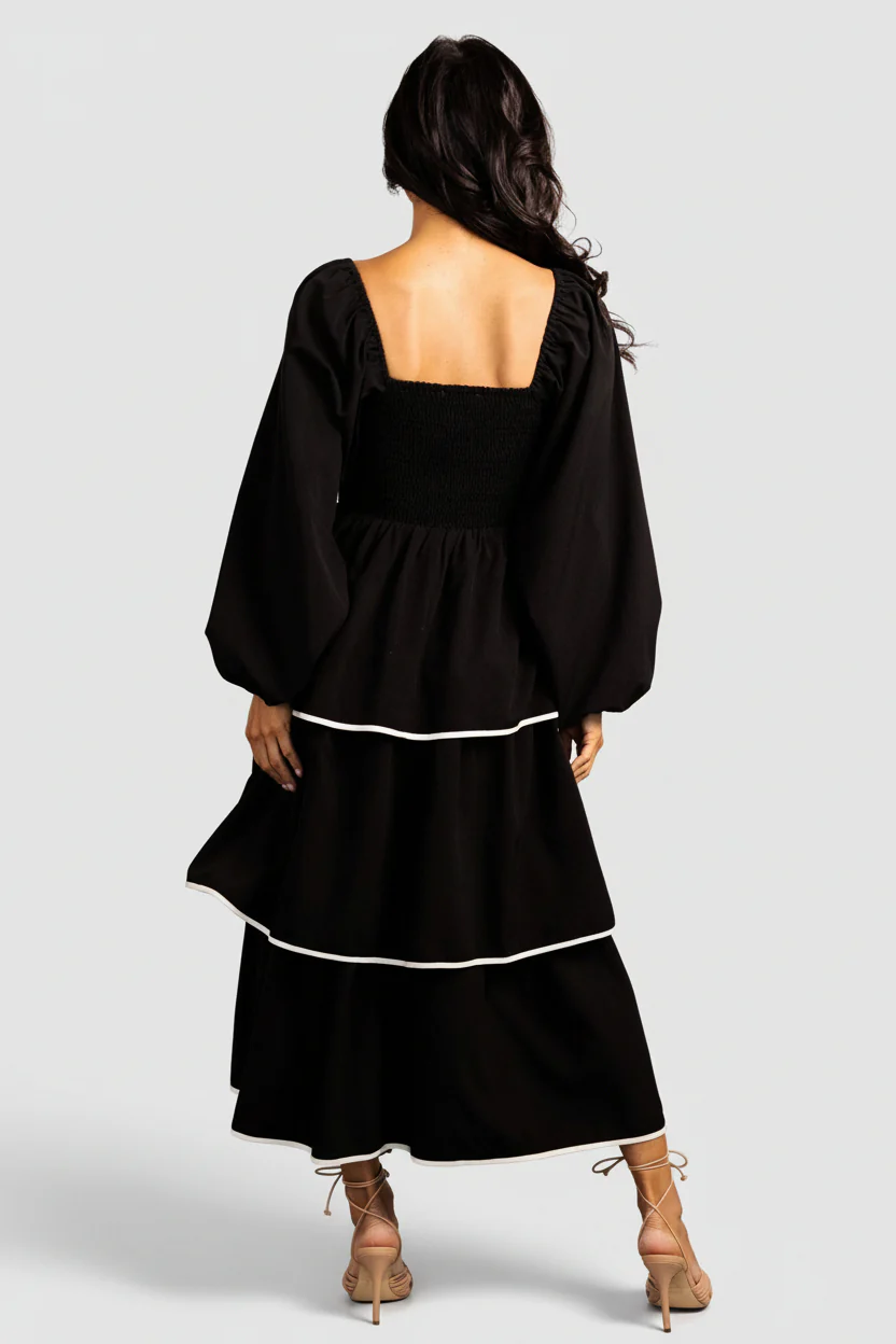 Barcelona Tiered Dress | Black