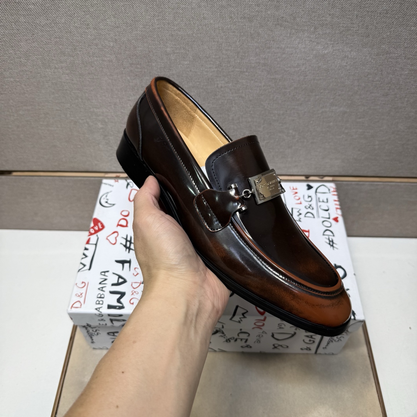 D&G men's leather shoes-104