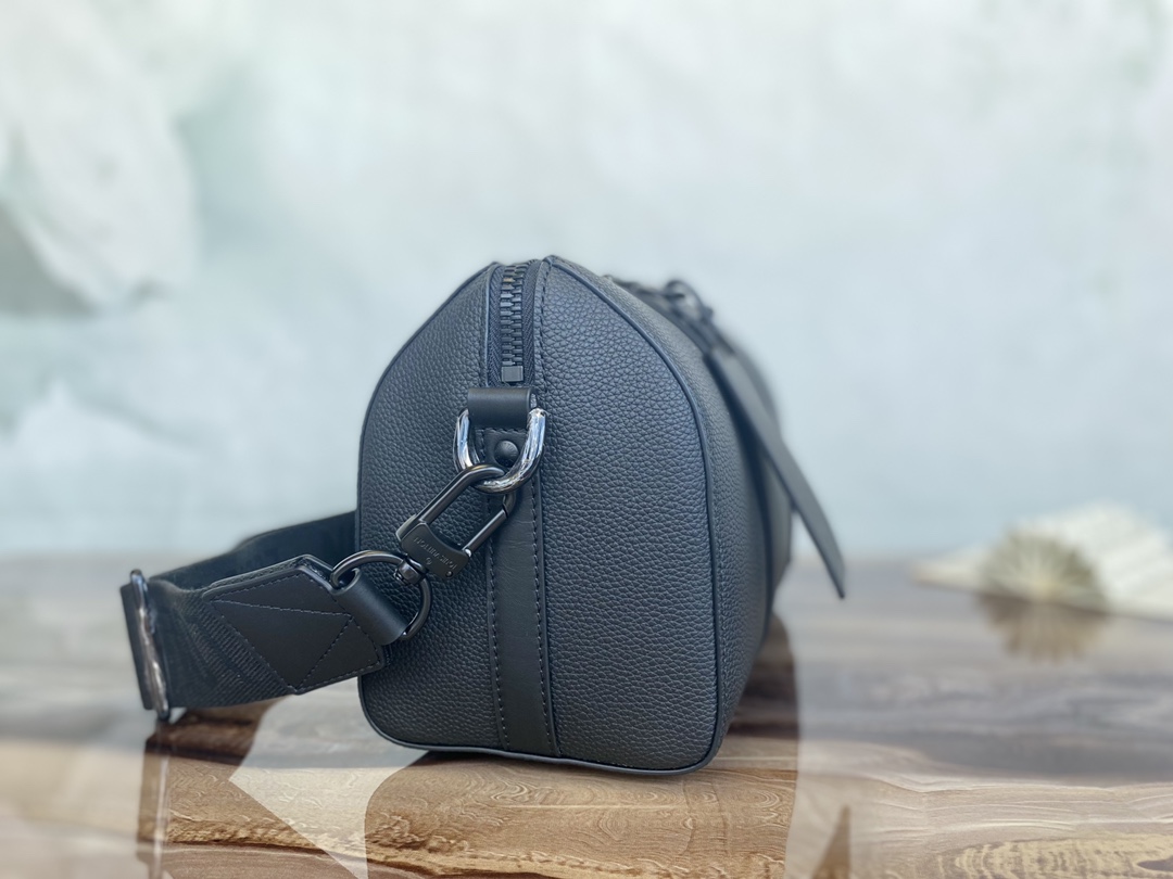 Most Classic Louis Vuittion M59255 City Keepall in Deep Black Aerogram Grained Calf Leather