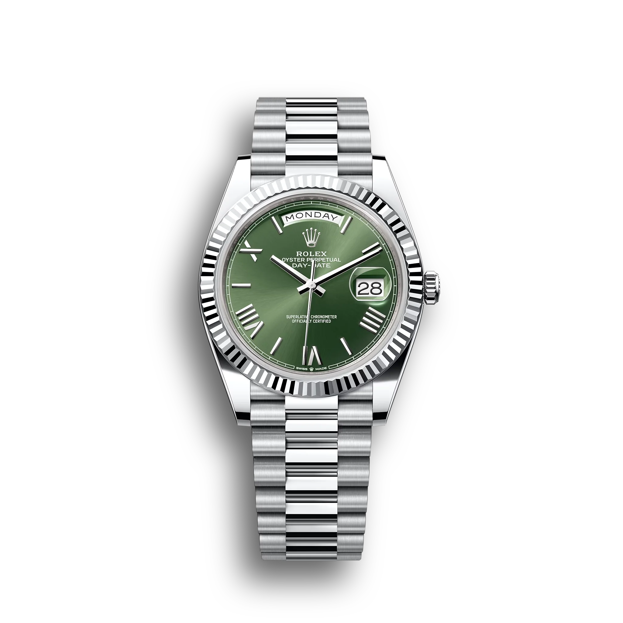 Day-Date: platinum, olive-green, m228236-0008