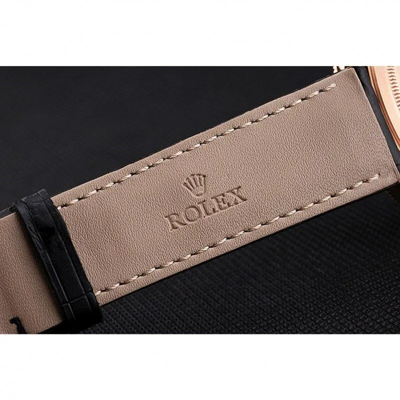 Swiss Cellini Time Rose Gold Case Black Dial Black Leather Bracelet 622656
