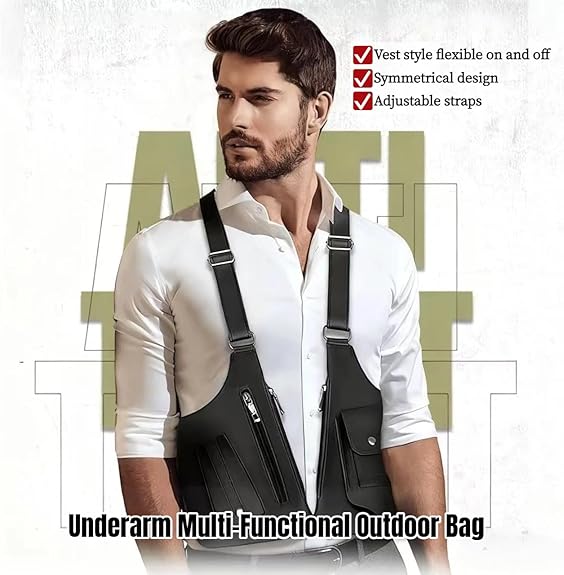Tactical Double Shoulder Armpit Bag,Anti-Pickpocket Hidden Strap Wallet