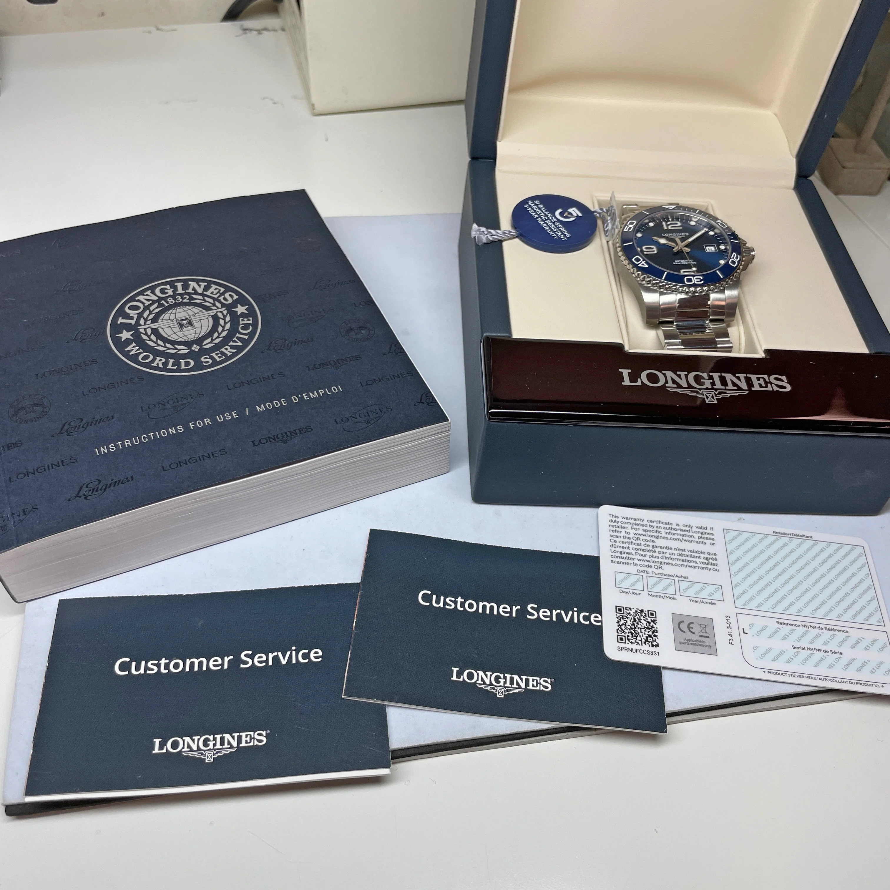 Hydroconquest 41MM Automatic Sunray Blue Dial Ceramic Watch L37814966