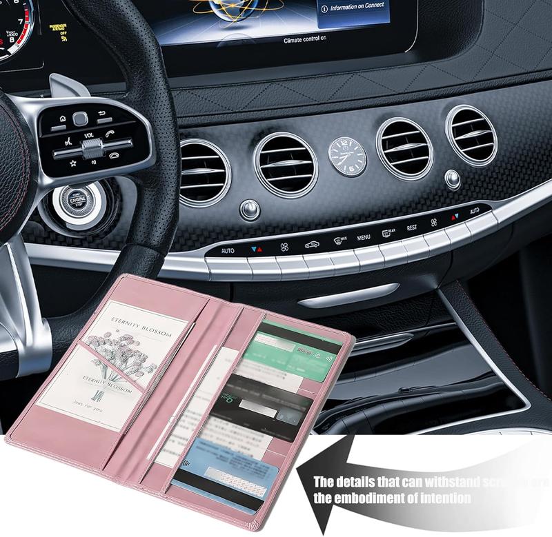 ✨Car Registration & Insurance Card Holder-With Magnetic Shut for Cards, Essential Document, Driver License