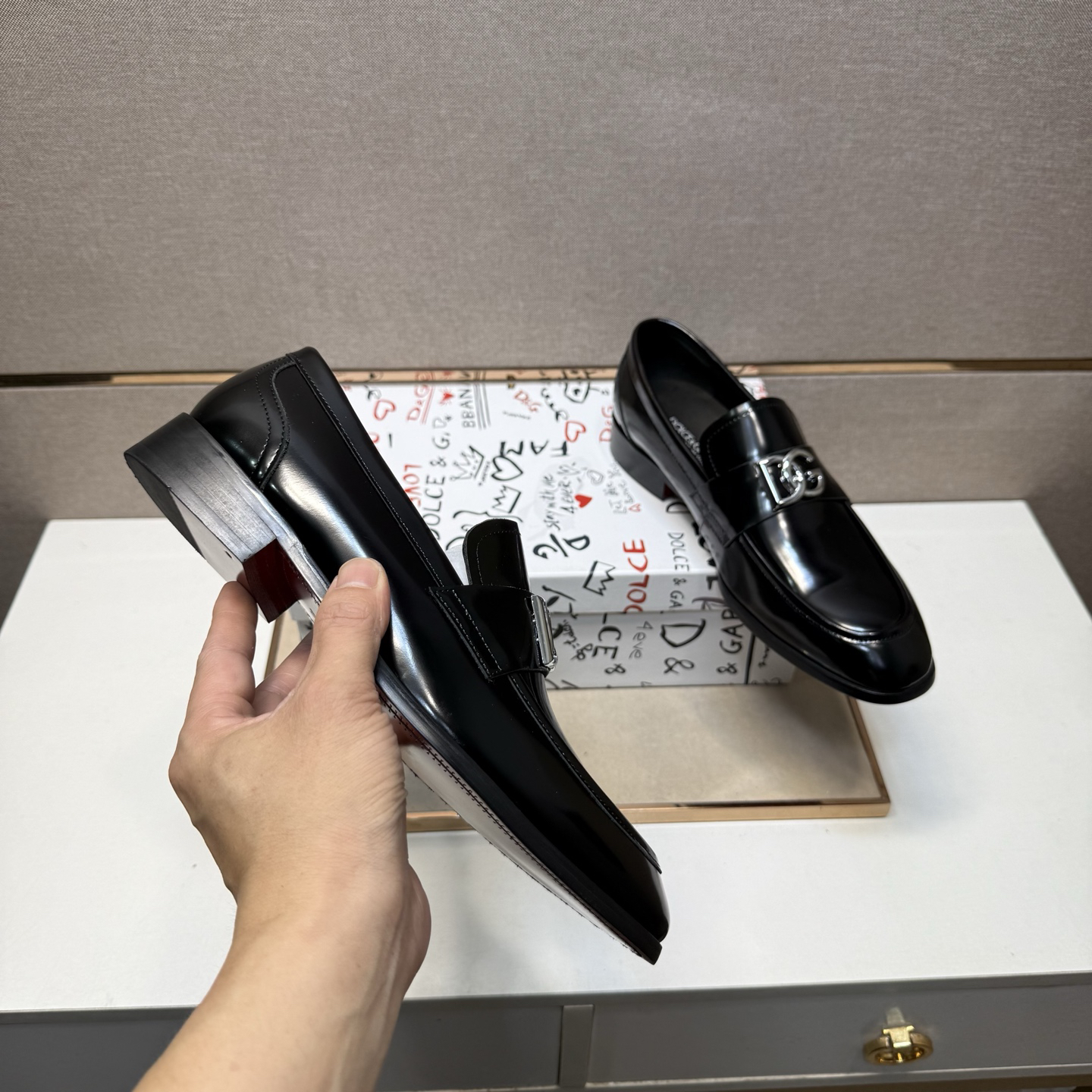 D&G men's leather shoes-101