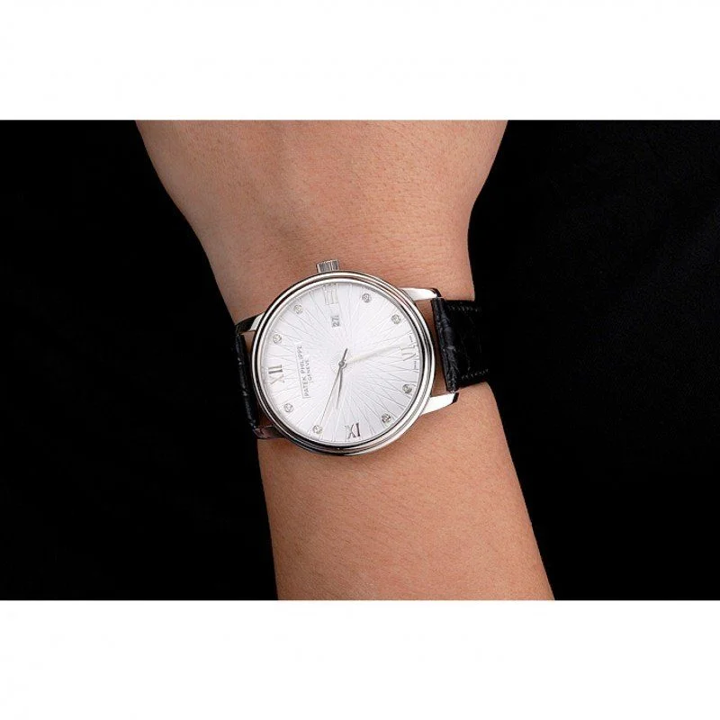 Calatrava Date Dial White 41 mm, Stainless Steel