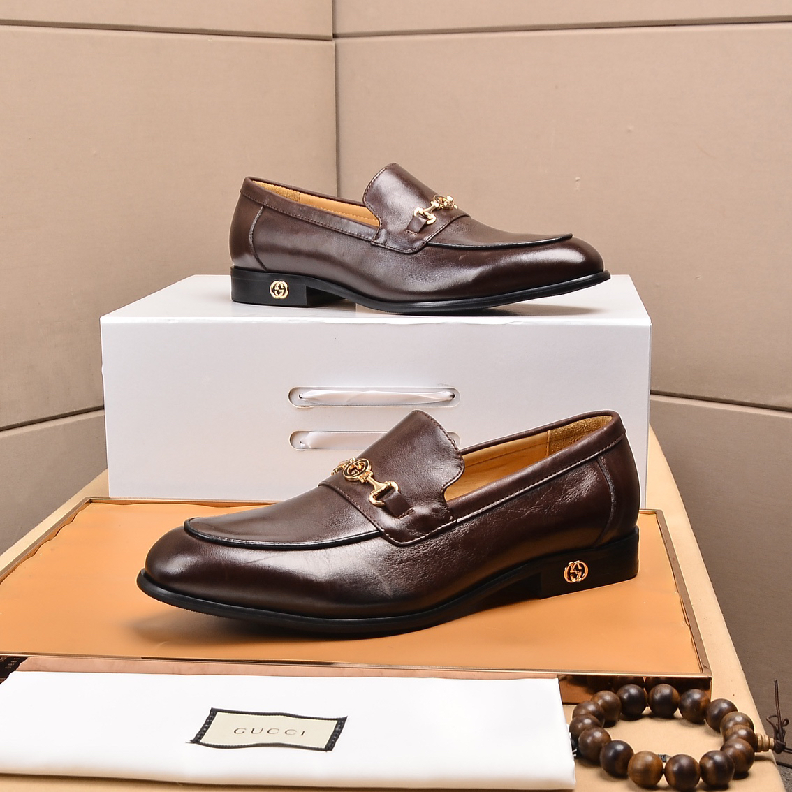 Gucci men's leather shoes-90