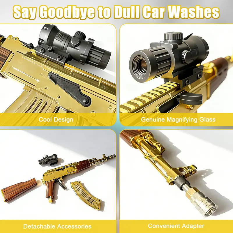 High-pressure wash gun, rotary car wash gun with a 3/8-inch quick-connect fitting, includes 5 high-pressure nozzles, car foam sprayer, car wash equipment