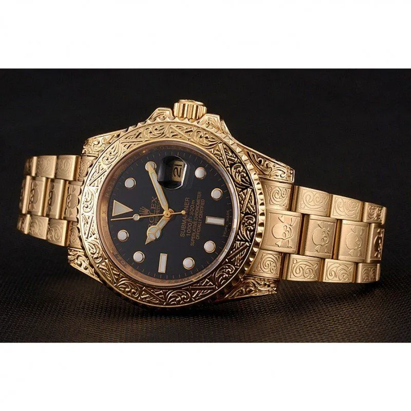 Swiss Submariner Skull Limited Edition Black Dial Gold Case And Bracelet 1454071