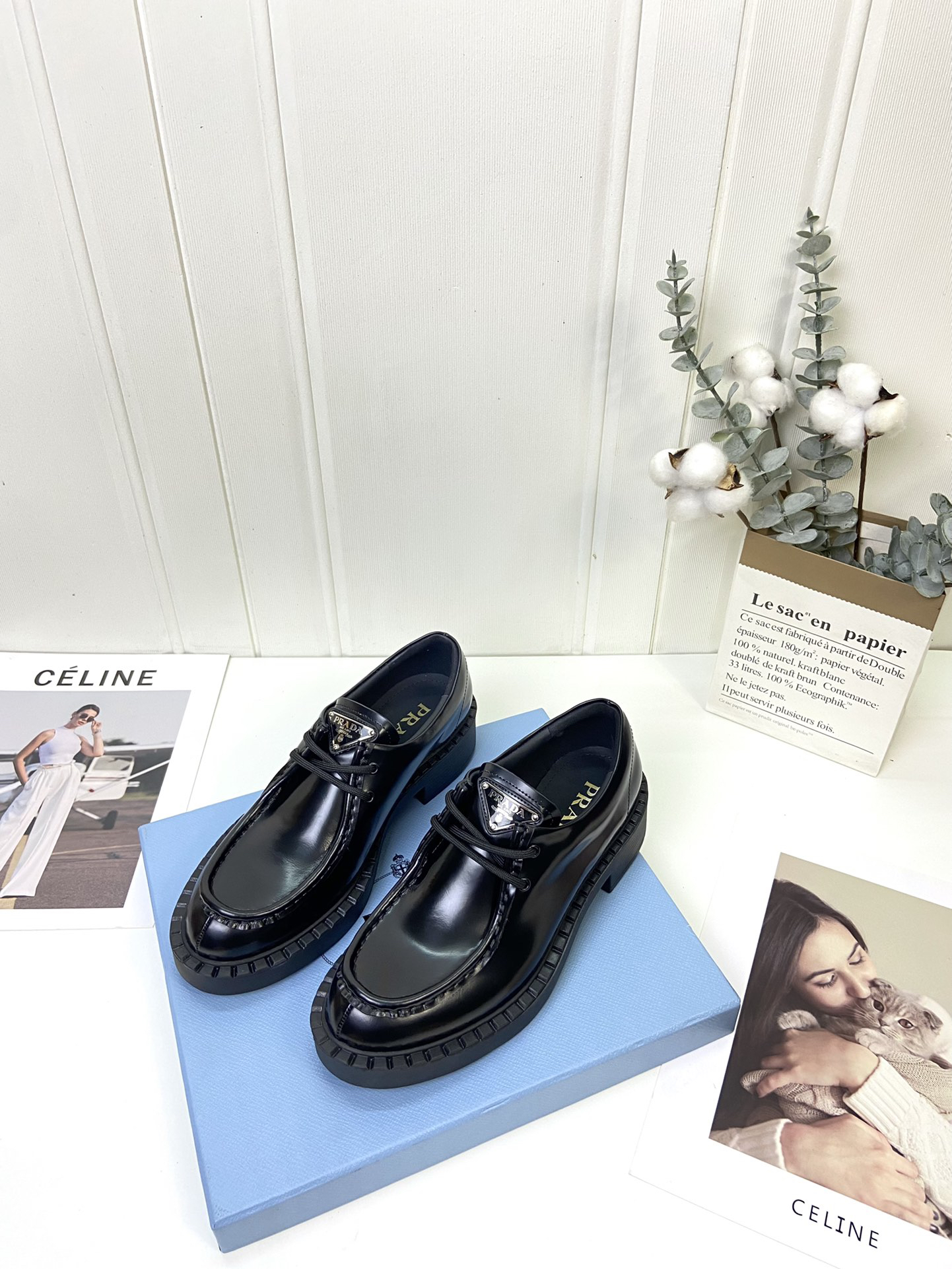 Prada women's leather shoes-6