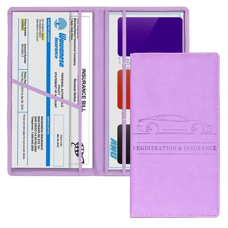✨Car Registration & Insurance Card Holder-With Magnetic Shut for Cards, Essential Document, Driver License