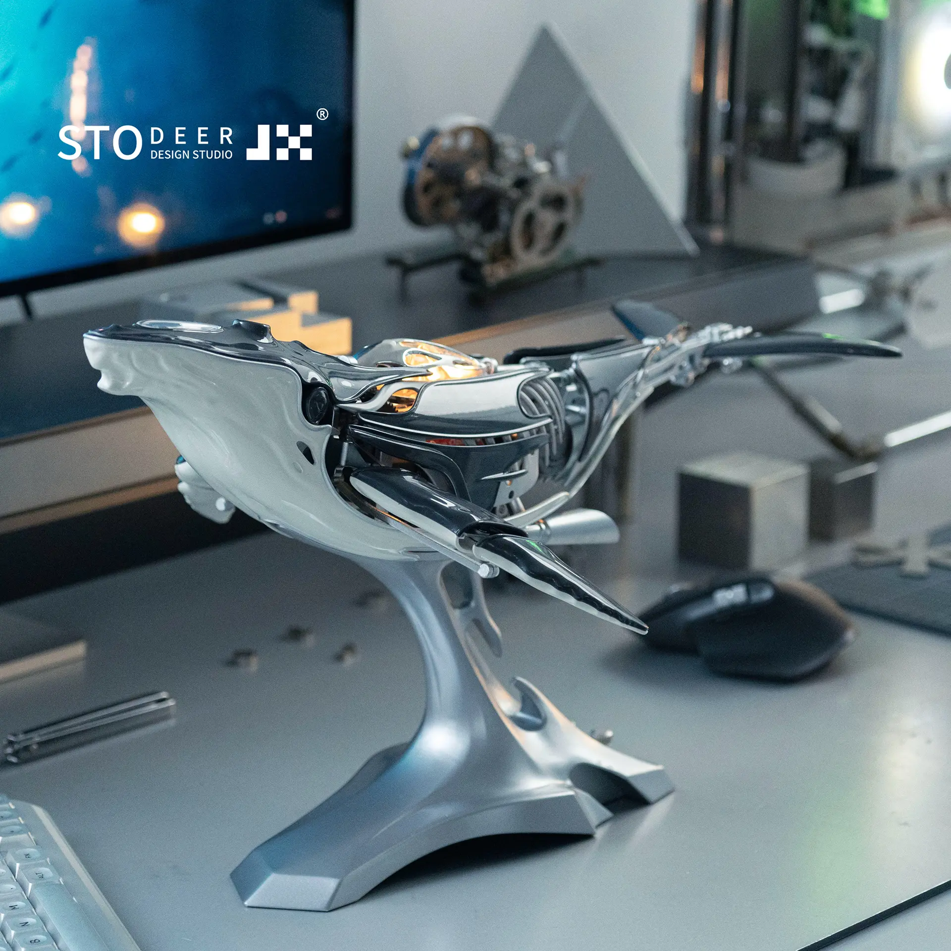 Stodeer Mechanical Metal Humpback Whale Model– Premium Steampunk 3D Metal Art model