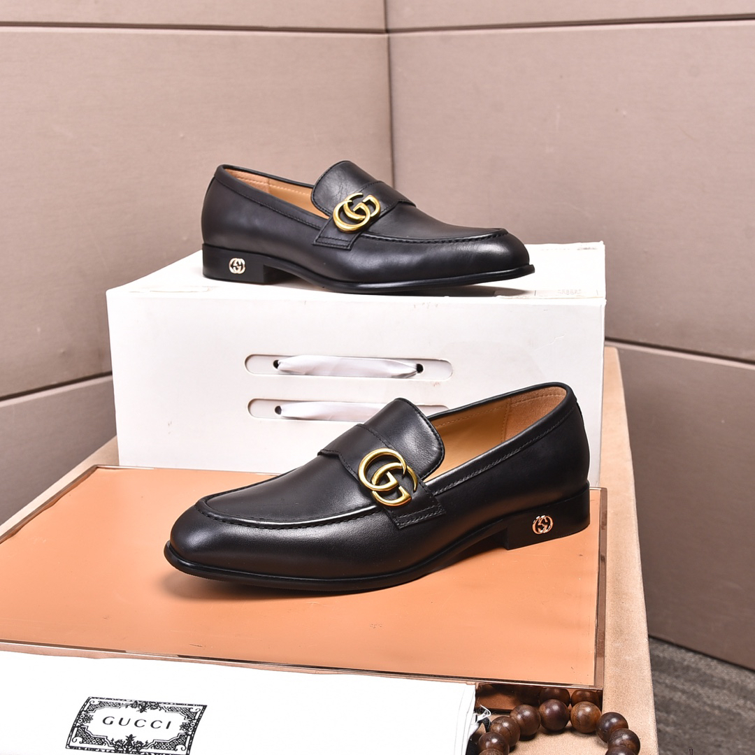 Gucci men's leather shoes-12