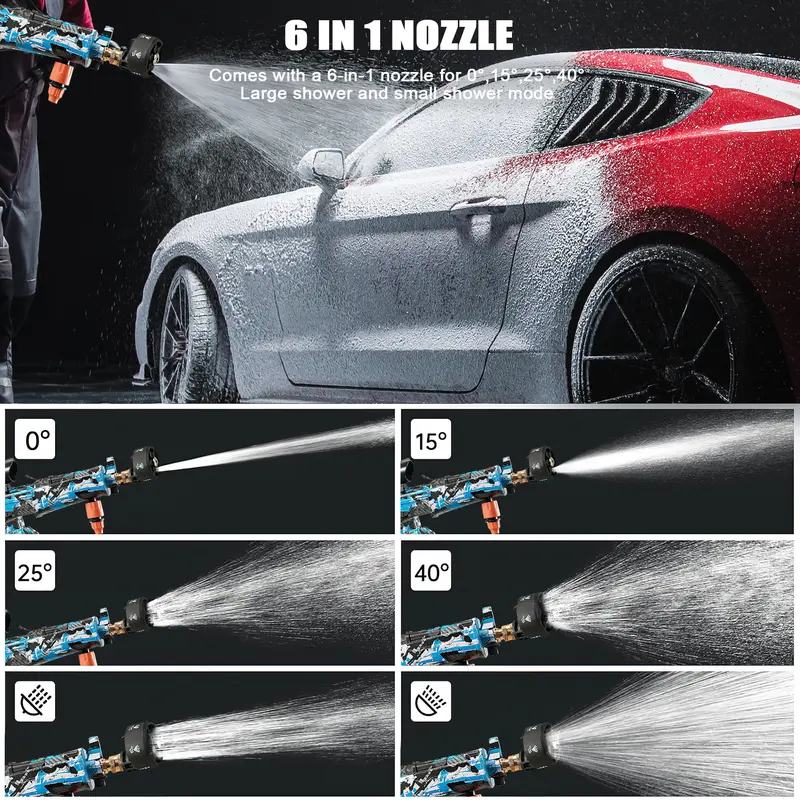 High-pressure wash gun, rotary car wash gun with a 3/8-inch quick-connect fitting, includes 5 high-pressure nozzles, car foam sprayer, car wash equipment