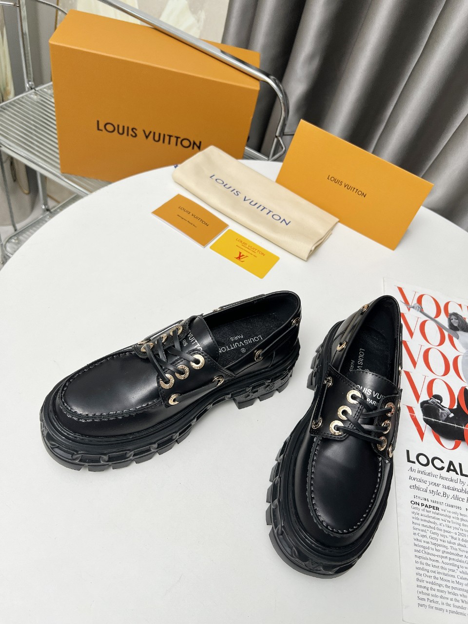 LV women's leather shoes-50