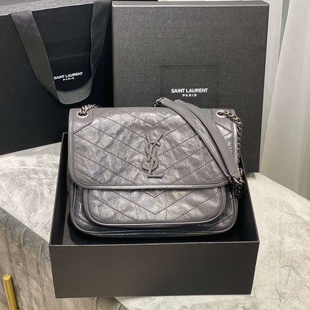 YSL SAINT LAURENT NIKI MEDIUM IN CRINKLED VINTAGE LEATHER