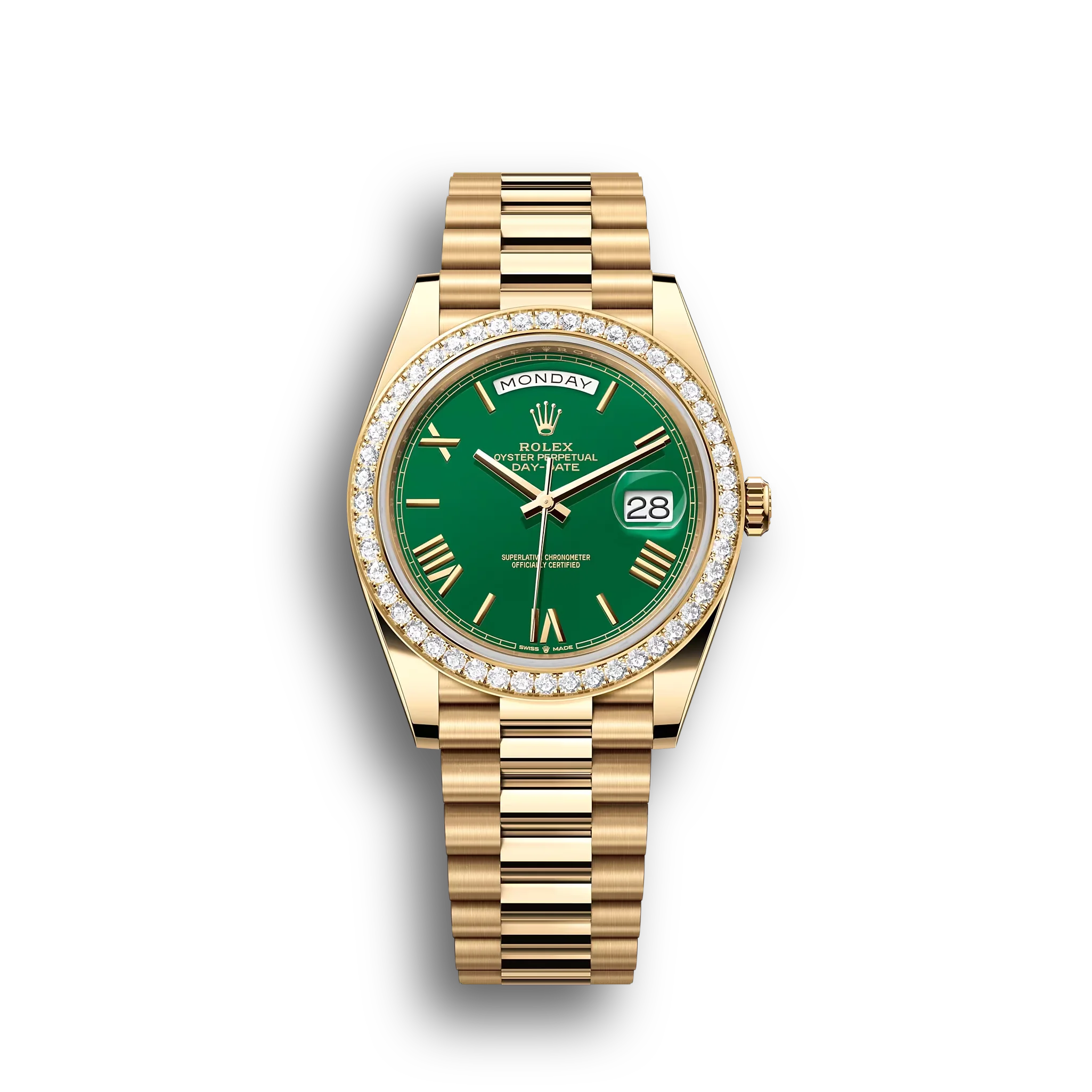Day-Date: Yellow gold, green dial, m228348rbr-0040